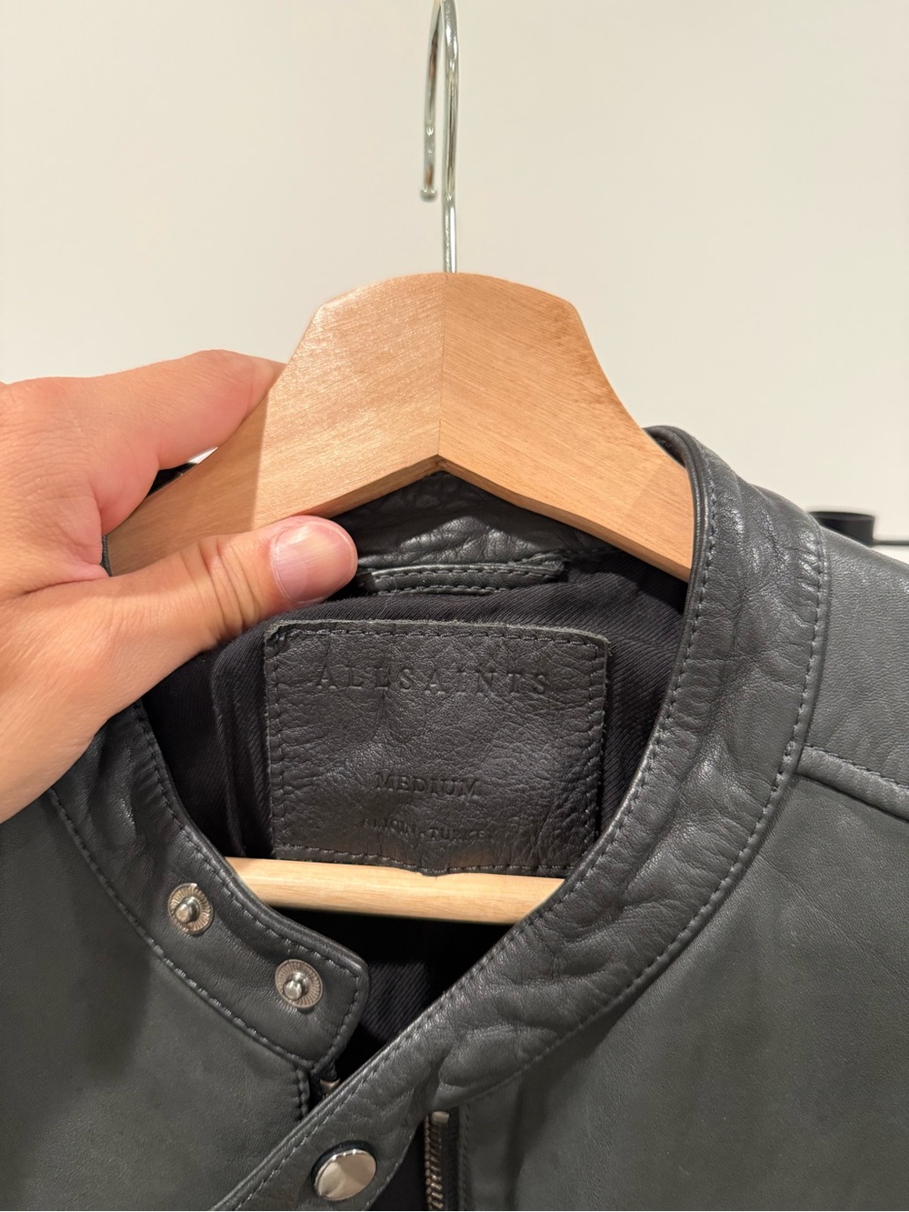 All Saints Black Leather Jacket - Men's
